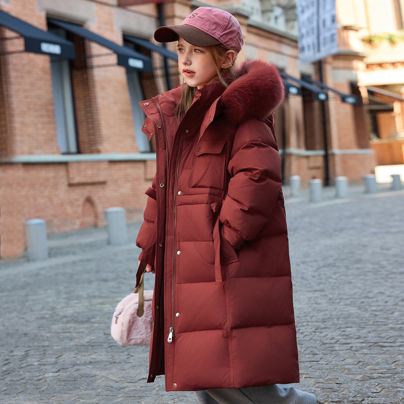 Girls' down Jacket Mid-Length Thickeneded Winter Medium and Large Kidsren's Winter Clothing 2025 New Style Baby Girl's Jacket
