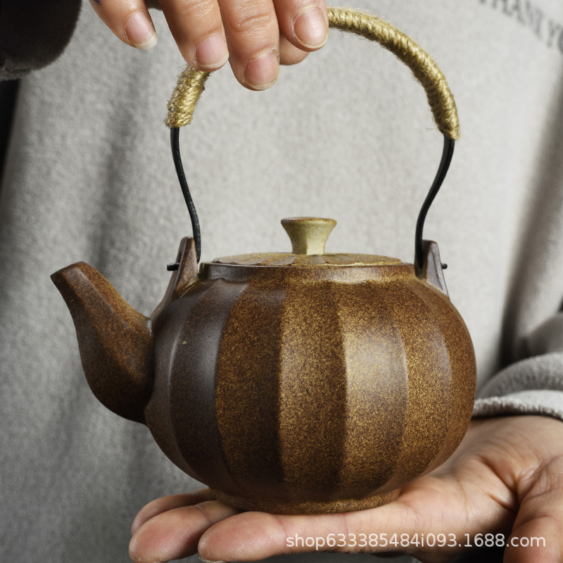 Kung Fu Tea Set Lifting Pot Stoneware Pot Side Handle Teapot Antique Ceramic Single Home Office Teapot Single Pot