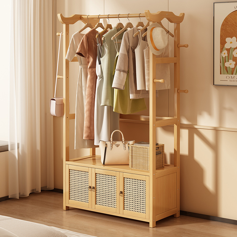Piso perchero hogar de plástico ratán percha dormitorio simple ropa almacenamiento rack multifuncional armario