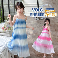 女童連衣裙夏季2024新款女孩洋氣蓬蓬紗裙公主裙夏裝兒童網紅裙子