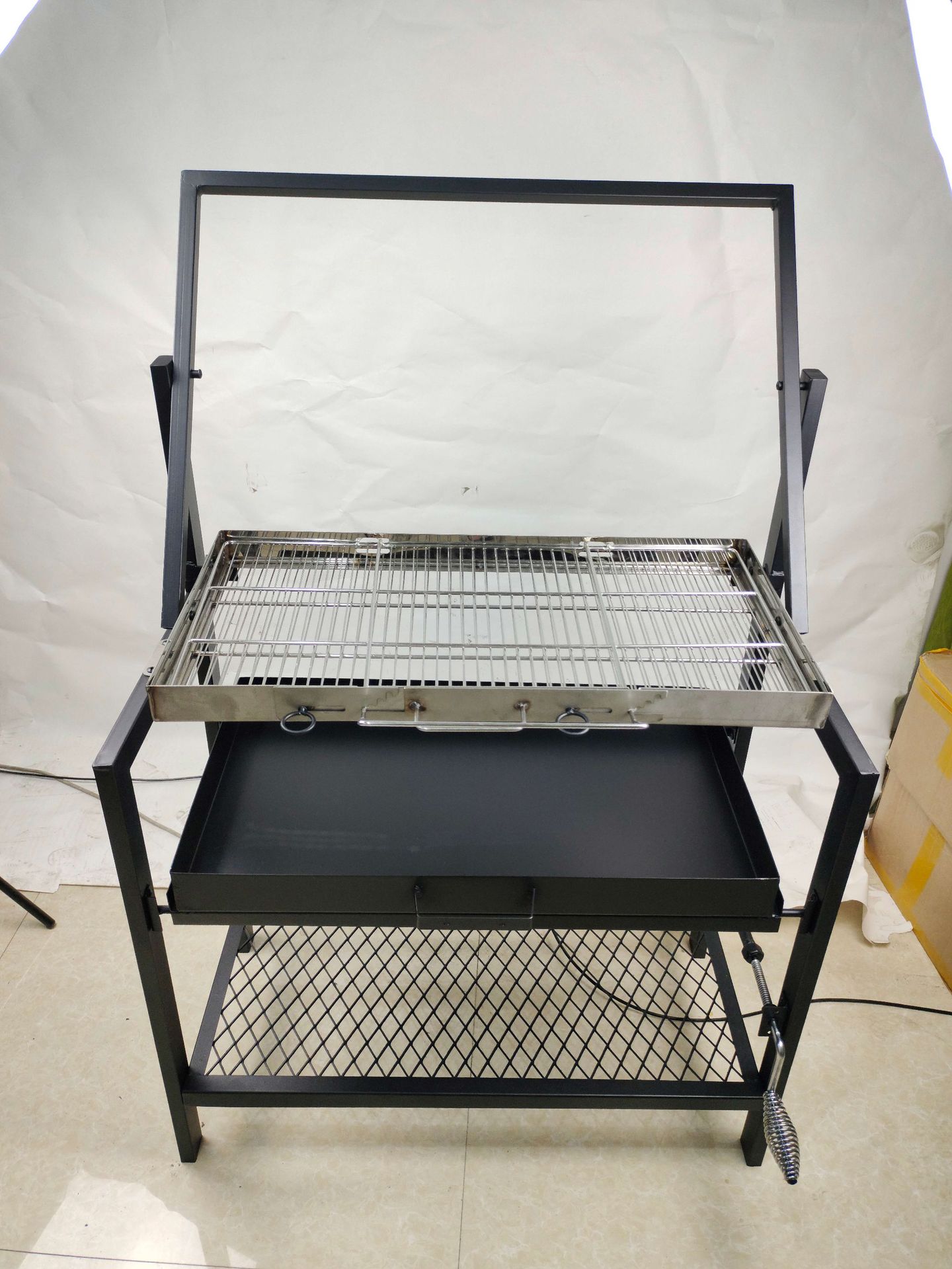 Gran espesado plegable barbacoa Parrilla de carbón de acero inoxidable barbacoa portátil camping horno de carbono