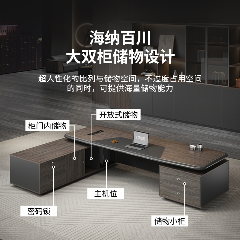 ボスデスクライト高級ハイエンドオフィスマネージャーテーブルと椅子の組み合わせシンプルモダンな社長デスク家具|undefined