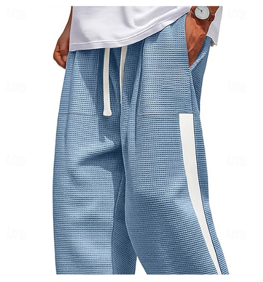 Men's Jogger Pants Waffle Knit Breathable Sweatpants Drawstring_voghion.com