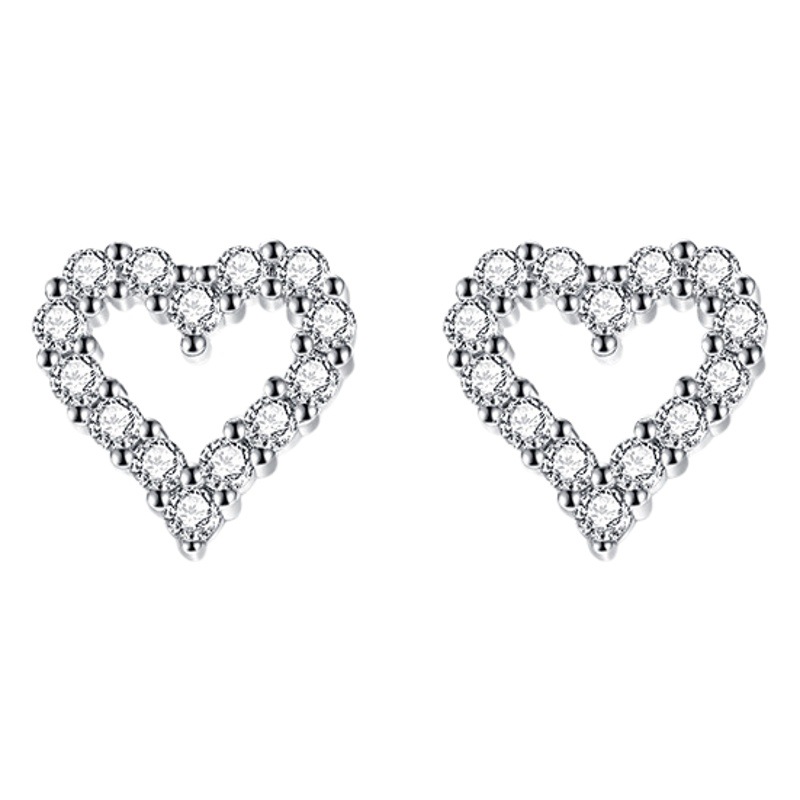S925 plata esterlina en forma de corazón aretes para niñas diamante lleno amor diseño ins estilo pendientes japonés y coreano creativo en línea rojo estilo