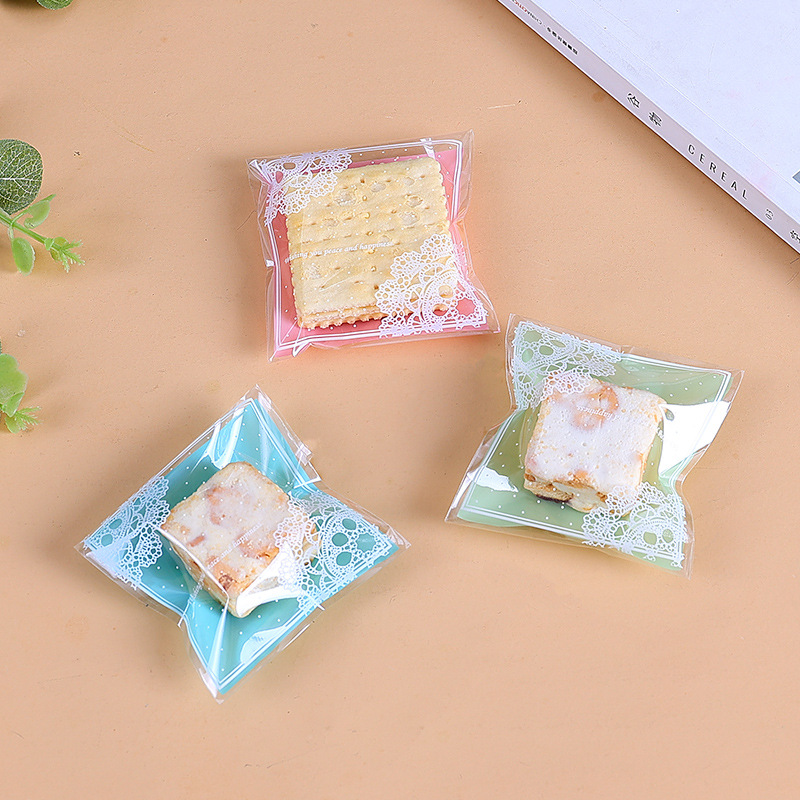 Corea del Sur dulce encaje copo de nieve crujiente pastel de carne para hornear bolsa de galletas bolsa de pastelería occidental regalo 7*7 + 3 bolsas de joyería 100