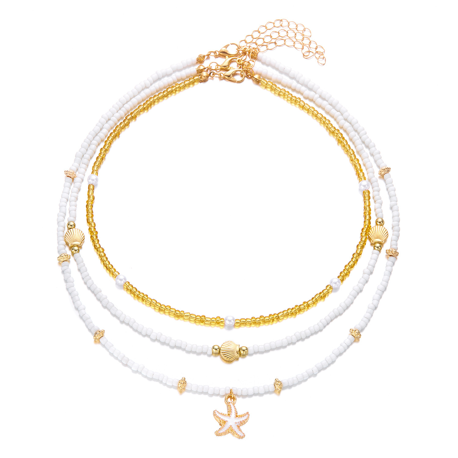 Set ketting en enkelbandje met schelp en ster kralen_voghion.com
