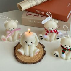 Ins座立熊ろうそくクリスマスろうそく手描き座立ウサギろうそく写真道具お土産クロスボーダーろうそく