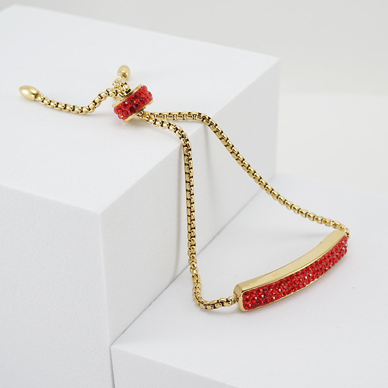 Rectangle Pattern Women'S Gender Simple Style Rectangle Titanium Steel Bracelets Rhinestone Plating Stainless Steel Bracelets