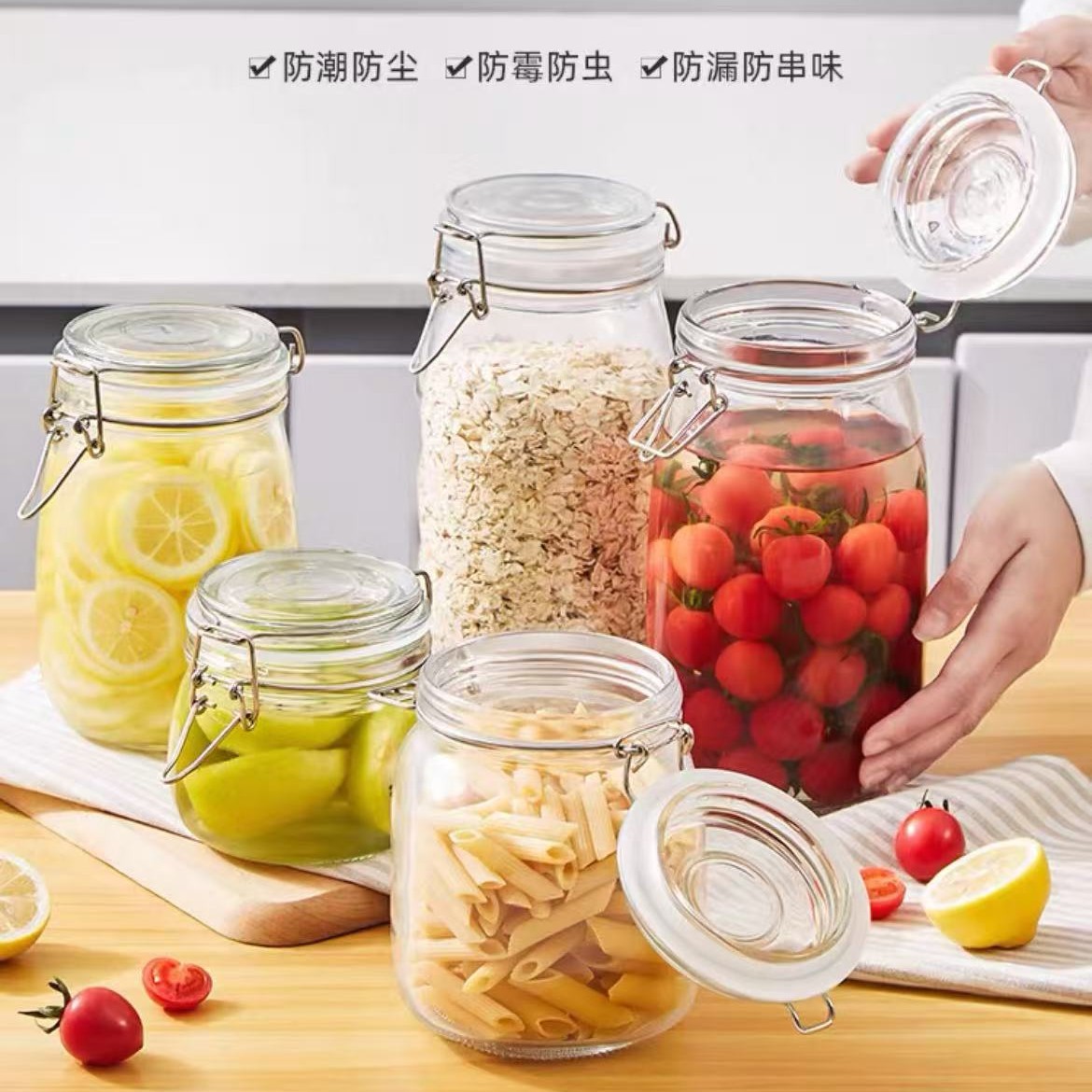 Glass sealing can food grade pickled vegetables and kimchi jar home…