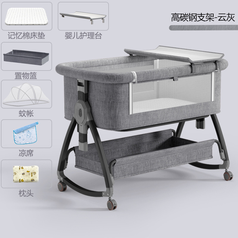 Cuna móvil Cuna portátil Cuna para bebé Cama plegable multifuncional bb Cama grande de costura para niños recién nacidos image 10