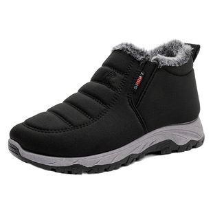 Cross-border Winter Men's and Women's Thick-soled Warm Snow Boots Foreign Trade Same-style Middle-aged and Elderly fleece-lined Slip-on Casual Cotton Shoes Women