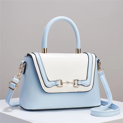  New Internet Celebrity Contrast Color Genuine Leather Style Fashionable Flip Shoulder Crossbody Cross-border Cute Women’s Bag Big Bag