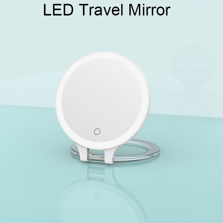 10倍放大LED化妆镜 挂墙台式美妆镜 折叠双面发光镜