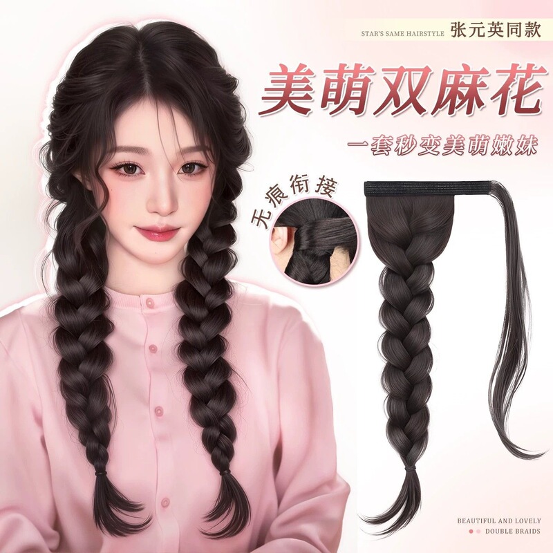 Wig Braids for Women, Synthetic Hair Wigs, Ponytail Side Double Ponytail Wigs, Braided Wigs, New Chinese Style Wig Braids, Ponytail