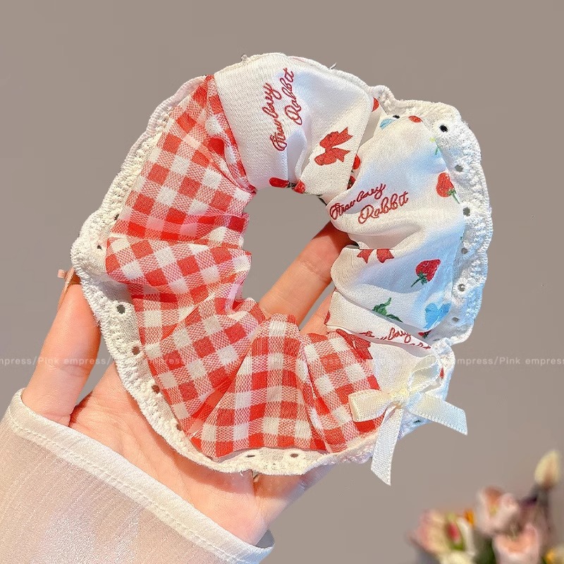 Nudo de encaje pequeño coreano, lazo para el cabello de intestino grueso, lazo de encaje de cola de caballo para mujer, cuerda para el cabello fresca, cuerda para el cabello de alto valor para niña