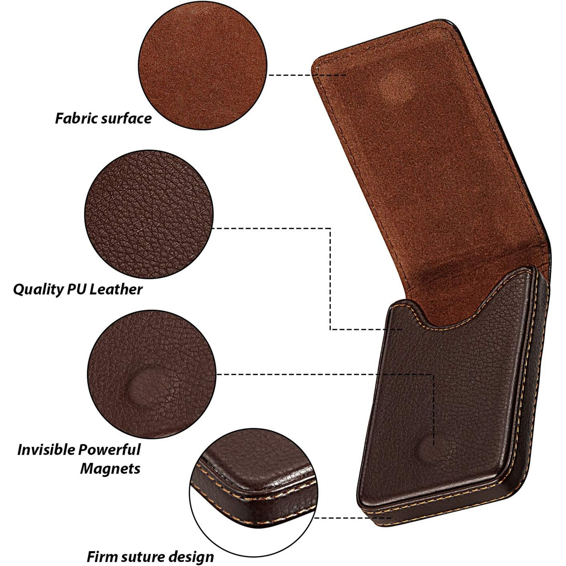 Estuche para tarjetas de visita de regalo de empresa portátil de comercio exterior personalizado para hombres, bolso para tarjetas de gran capacidad, bolso para tarjetas de visita magnético de cuero de estilo vertical