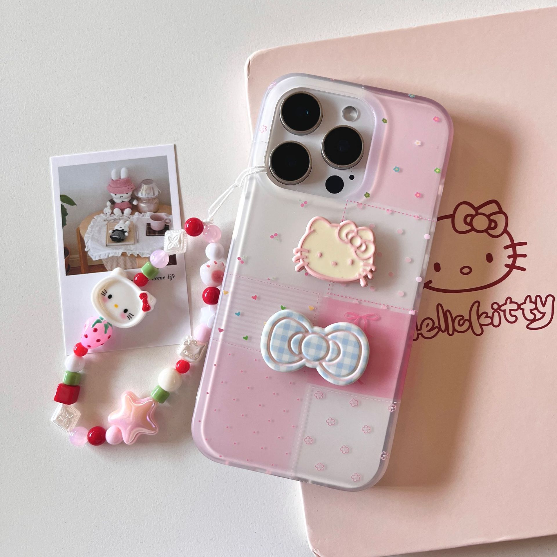 Linda chica con costura de corazón a cuadros para Apple 16ProMax funda para teléfono móvil 15/14 arco tridimensional 13 mujer