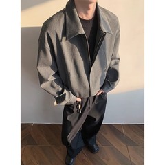 Cleanfitアメリカグレー解构ショートコート男性春秋boxy版型高级感襟行政ジャケット