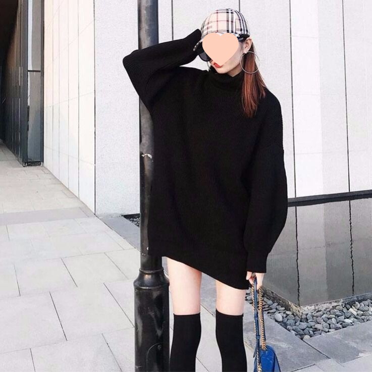 35-100kg Thickened Mid-Length Lazy Style Red Turtleneck Sweater for Women, Loose Fit, Plus Size, Student Jacket for Autumn and Winter 35-100kg Thickened Mid-Length Lazy Style Red Turtleneck Sweater for Women, Loose Fit, Plus Size, Student Jacket for Autumn and Winter