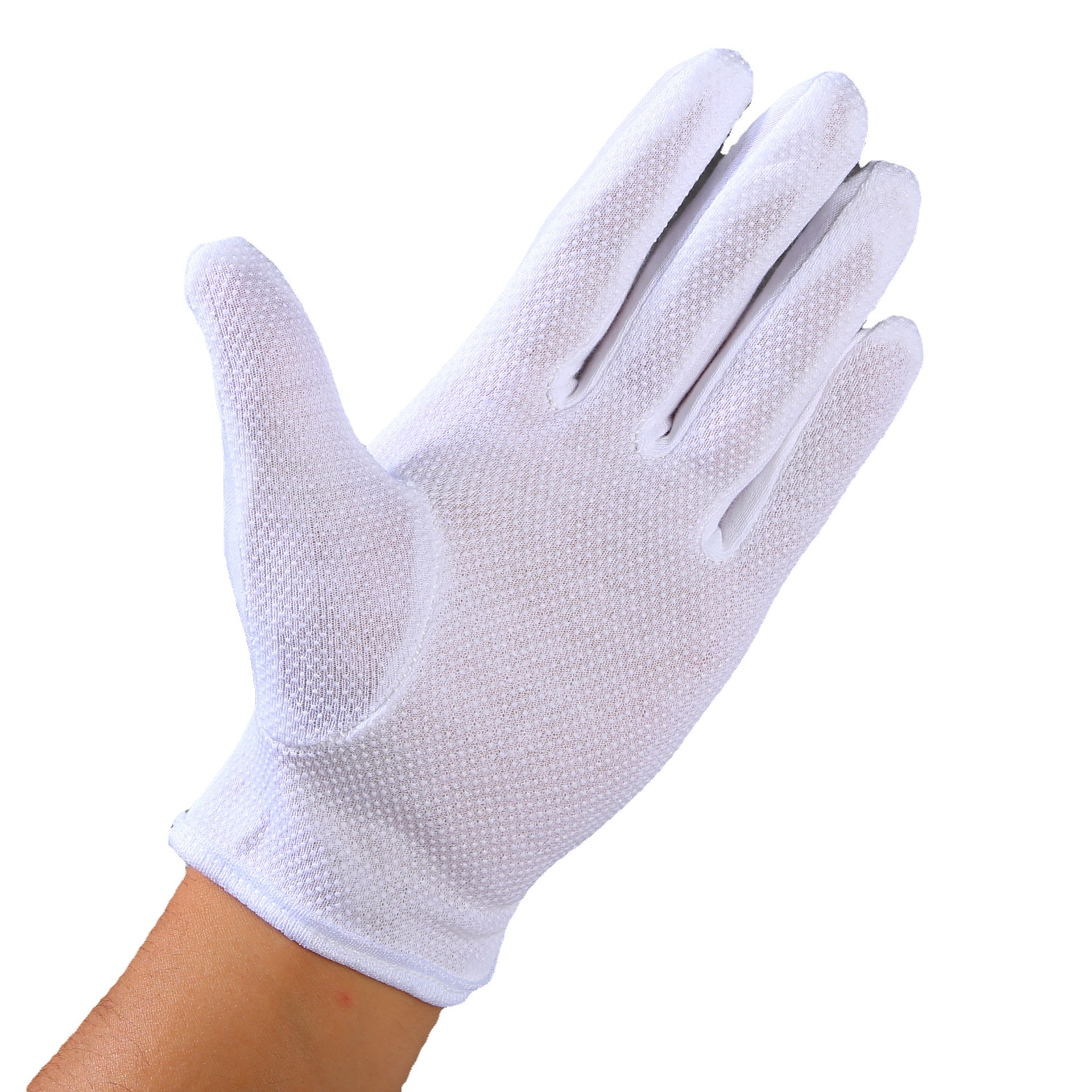 Algodón de lana guantes de trabajo de plástico sudor paño partículas de dispensación conductor de protección laboral conducción algodón blanco Dot beads guantes de etiqueta