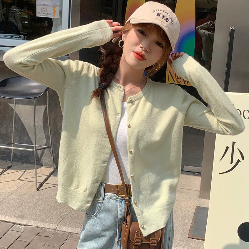 White cardigan, thin spring jacket, slip dress, sweater