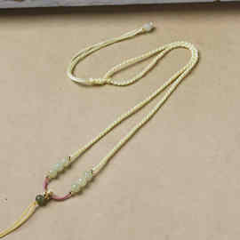 玉石编制蛇结简约手工翠玉圈和田玉珠子酒窝结挂脖绳可调节