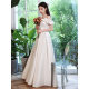 Light Wedding Dress 2024 Spring and Summer New Elegant One-Shoulder Long Photo Studio Art Test Evening Dress Dress Satin Dress for Women