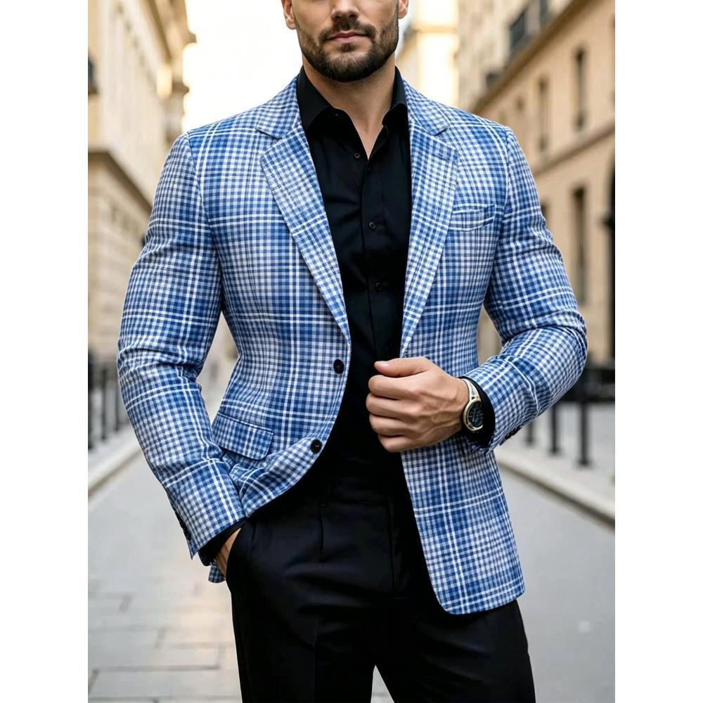 Hombres delgados trajes casuales impresión 3D clásica versátil primavera y otoño chaqueta de trajes transfronterizos Gran Bretaña spot