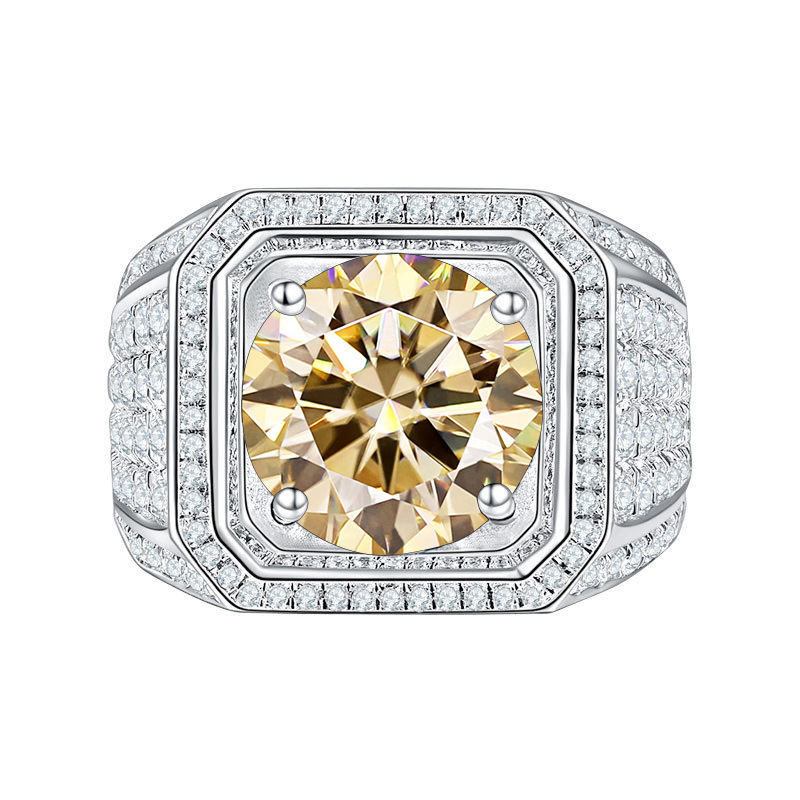 S925 plata esterlina creativa transfronteriza hegemónica masculina estrella rosa anillo de piedra de moissanita al por mayor fábrica directa