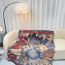 二次元动漫卡通棉线纺织线毯休闲毯床头毯装饰布置沙发盖巾毯