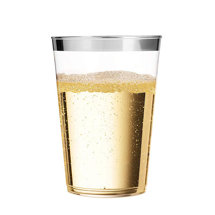 16oz Borde de oro rosa borde dorado Borde de plata taza desechable taza transparente taza de plástico