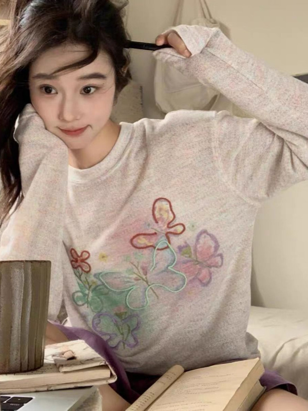 韓国カラーサンドリボン日焼け止め長袖ブラウスTシャツ女性用夏薄いわずかに透ける女性用ルーズレイジースタイルトップ|undefined