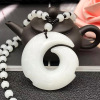 Retro sweater white jade, pendant, ethnic necklace, accessory, ethnic style, wholesale