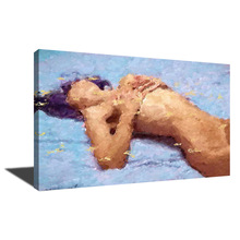 抽象人体艺术裸体少女油画海报抽象装饰无框帆布画亚马逊一件代发