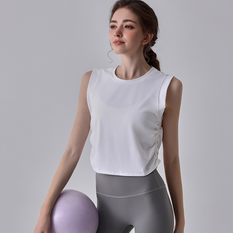 Sports Vest Women's Loose Blouse Sleeveless Round Neck Slimming Look T-Shirt Quick-Drying Fitness Wear Yoga Vest Sports Vest Women's Loose Blouse Sleeveless Round Neck Slimming Look T-Shirt Quick-Drying Fitness Wear Yoga Vest