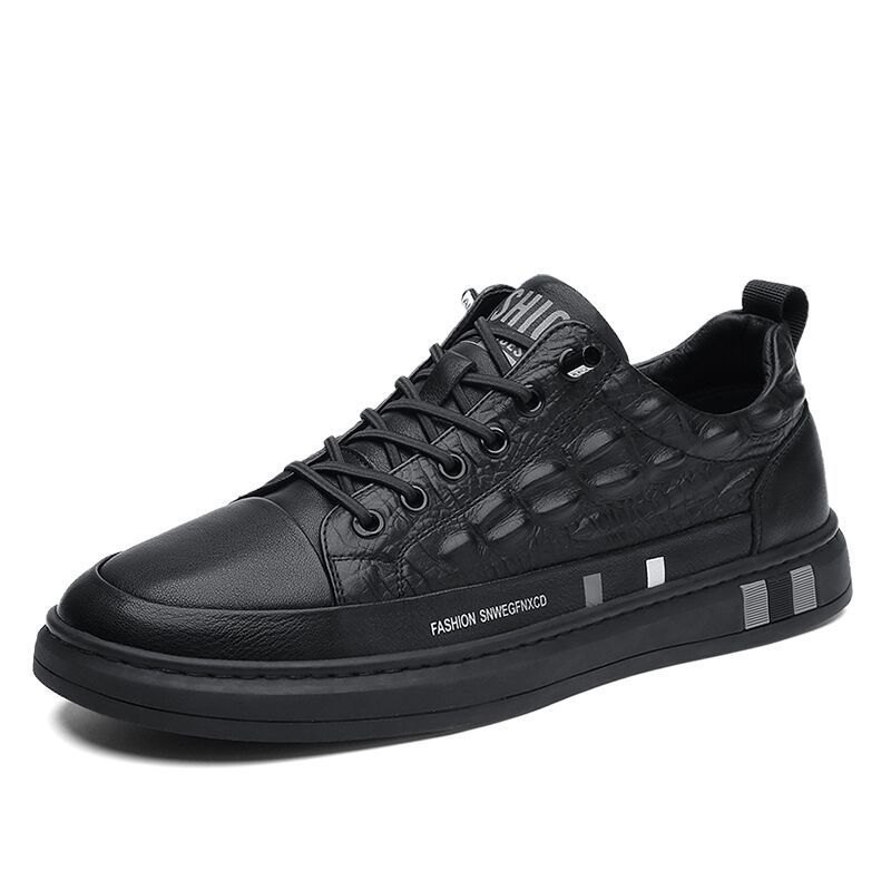 Zapatos de hombre primavera 2024 nuevos zapatos de skate hombre zapatos de cuero casuales tendencia versátil zapatos de cocinero zapatos antideslizantes y resistentes al desgaste para hombre