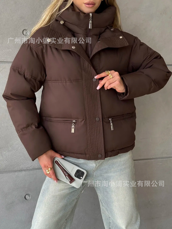 2025冬季新款韩版羽绒棉服女短款立领小个子加厚时尚外套面包服潮|undefined