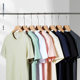 Couple outfit 220g shoulder cotton short sleeve T-shirt men's loose solid color base round neck white T casual Joker T-shirt