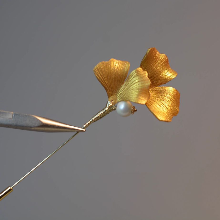Broche feuille de ginkgo, peigne à cheveux, épingle à cheveux thermorétractable, cheongsam, hanfu ancien, style chinois moderne, rétro, polyvalent, simple_voghion.com