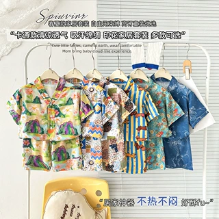 【A类棉绸】儿童短袖睡衣套装棉绸空调服宽松韩版家居服短袖短裤