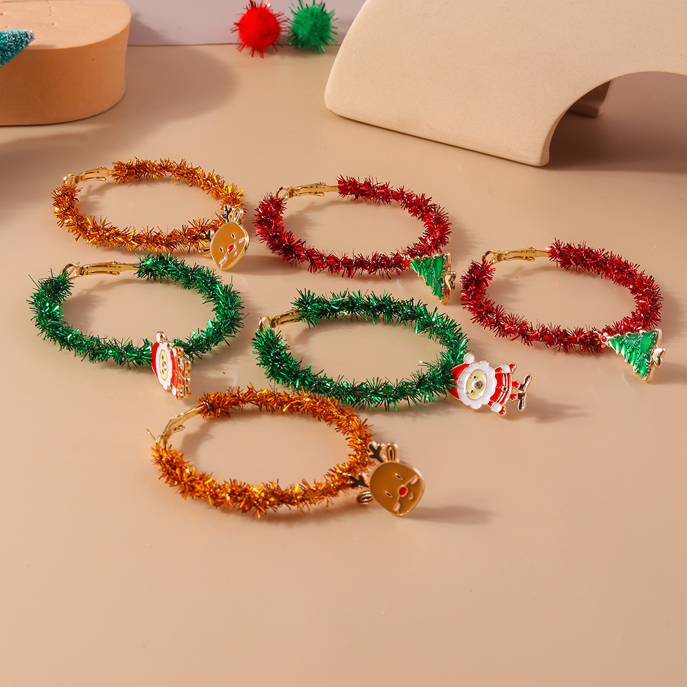 13g Weight Alloy Ear Needle Material Earrings Classification 1 Pair Quantity Holiday, Festival Occasion Plastic Material Christmas Festival Christmas Tree, Santa Claus Pattern Women's Gender Cute, Classic Style Style 1 Pair Christmas Cute Classic Style Christmas Tree Santa Claus Plastic Earrings 9