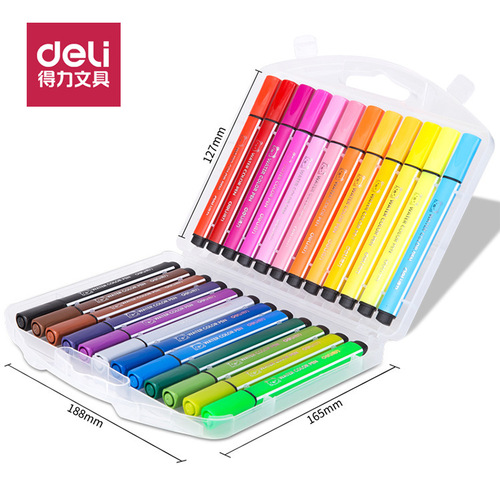 Deli watercolor pens 12 colors 18 colors 24 colors 36 colors 48 colors children's painting brushes washable color pens color brushes