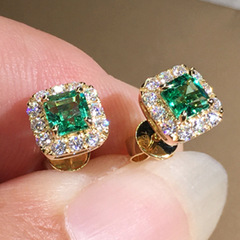曹適ebayの新商品の耳飾りが輝く祖母の緑の四角のジルコンのイヤリングのレトロでシンプルな基礎のイヤリングです。