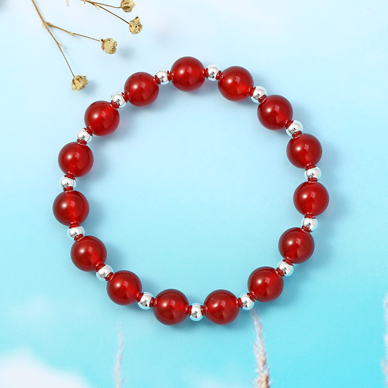 gules Red agate Bracelet ins A small minority design Sterling Silver Transfer bead crystal Hand string Confidante gift jewelry