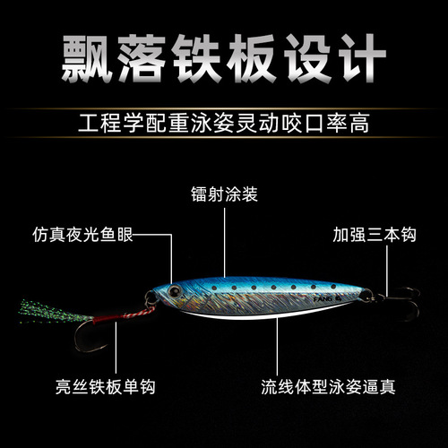Japanese-style Maruishi Iron Plate Lure Bait: 20g-60g Floating & Sinking Lead Fish, Night-Glowing Iron Plate, Slow-Dropping Hard Bait