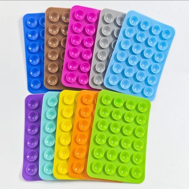 Multifunctional Silicone Suction Cup Sticker Square Self-Adhesive with Adhesive Backing Strong Mobile Phone Power Bank Silicone Mobile Phone Suction Cup Sticker