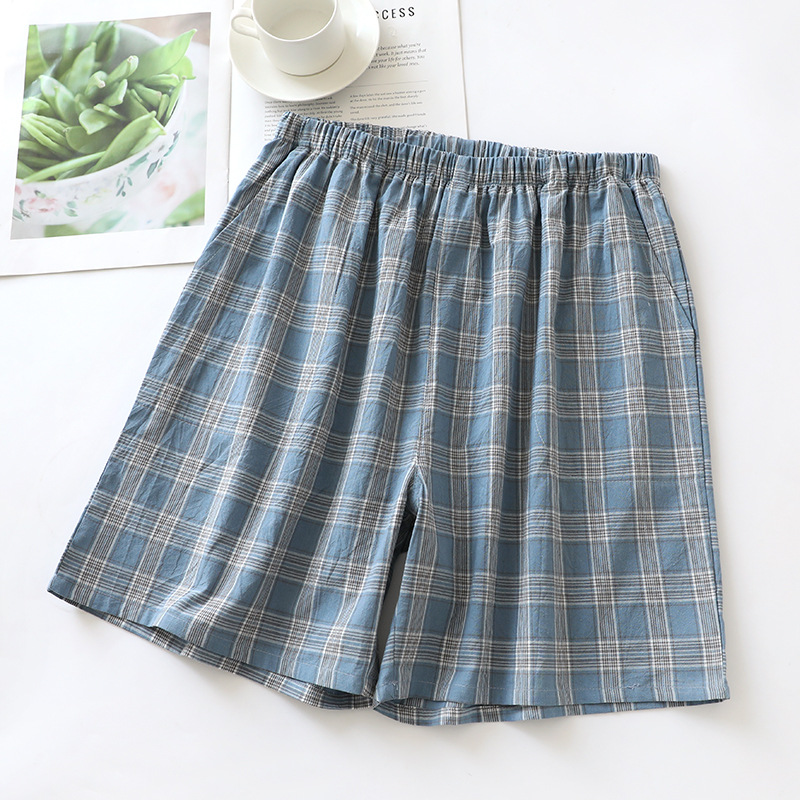 Plaid Comfortable Living Men's Shorts | Spring, Summer, And Autumn Pure Cotton Thin Loose Five Quarter Sleepers Are A Must-have For Home Use_voghion.com