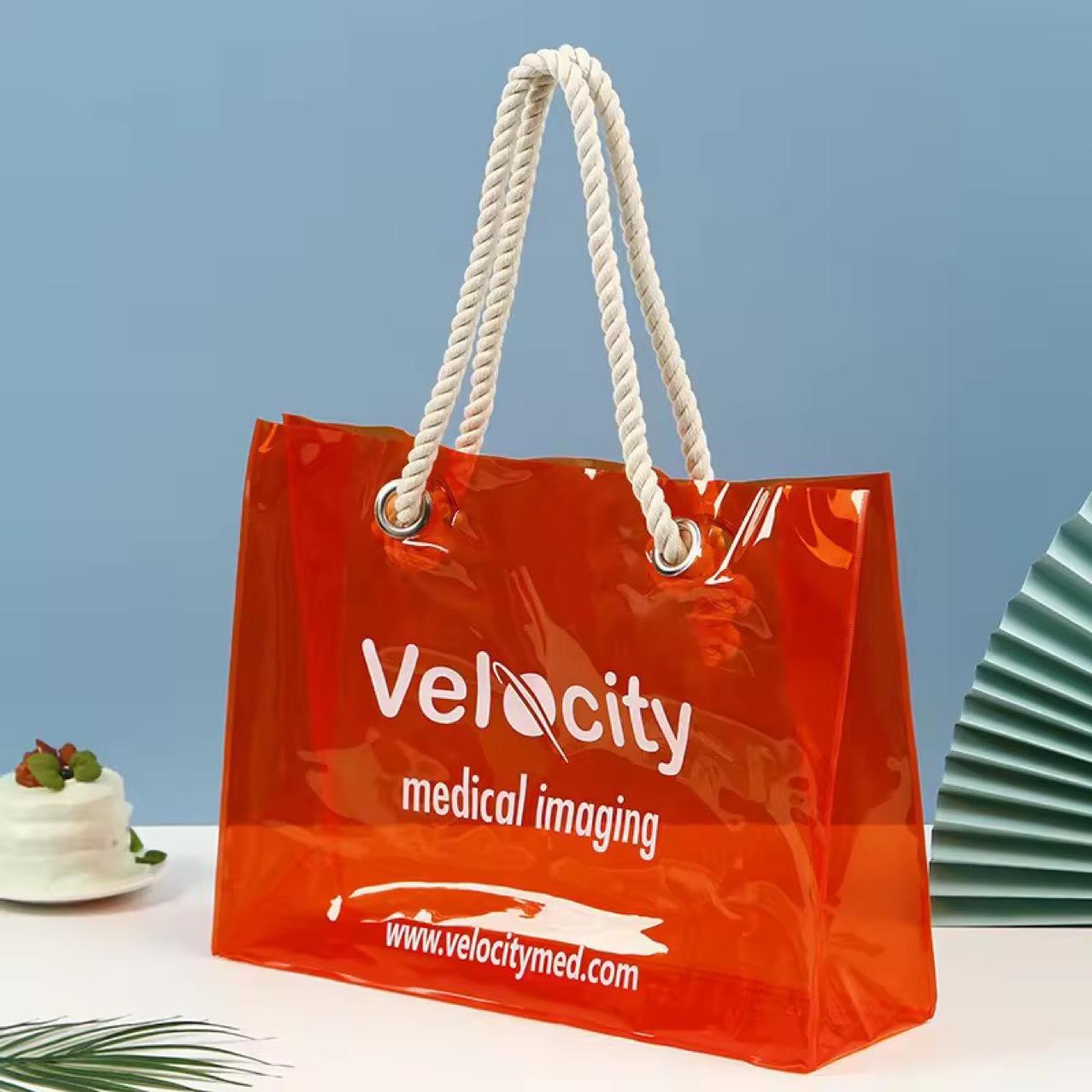 彩色透明手提袋 pvc棉绳手提购物袋伴手礼包装袋可印logo