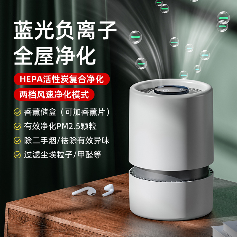 Cross-Border USB Air Purifier Household Pm2.5 Removal Odor Removal Second-Hand Smoke Indoor Purifier Manufacturer Wholesale