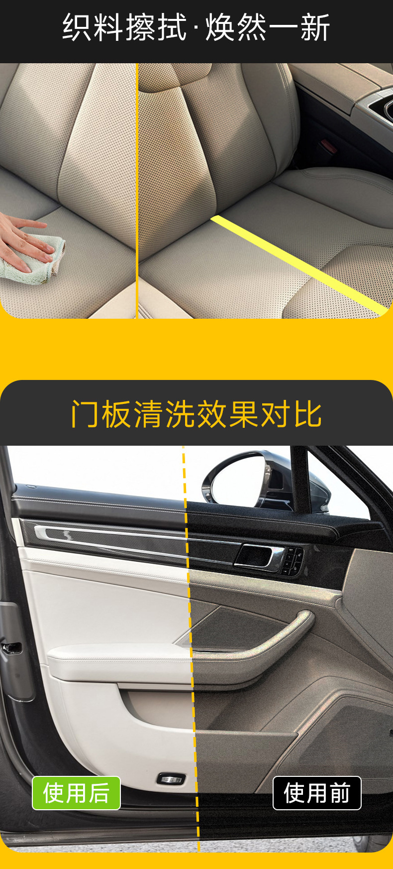 Multifunctional Foam Cleaner for Interior Cleaning, Ceiling Cleaner, Leather Cleaning and Care, Velvet Seat and Sofa Cleaner